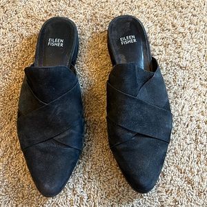 Eileen Fisher black suede mule size 10